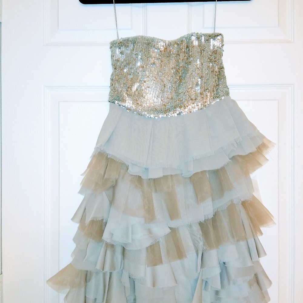 Alice & Olivia Sequin Silver Dress Size 0